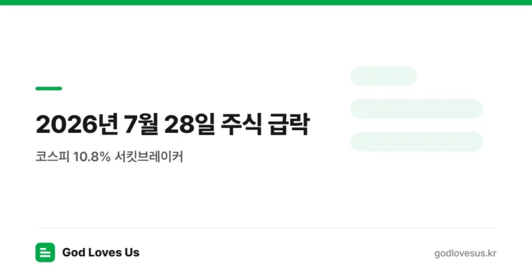 2026년 7월 28일 주식 급락 — 코스피 10.8% 서킷브레이커 | God Loves Us